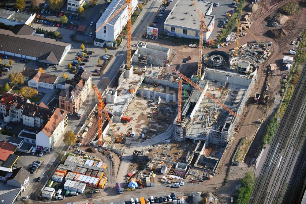 Aschaffenburg von oben - Baustelle Dammer Tor Carre Aschaffenburg in Bayern