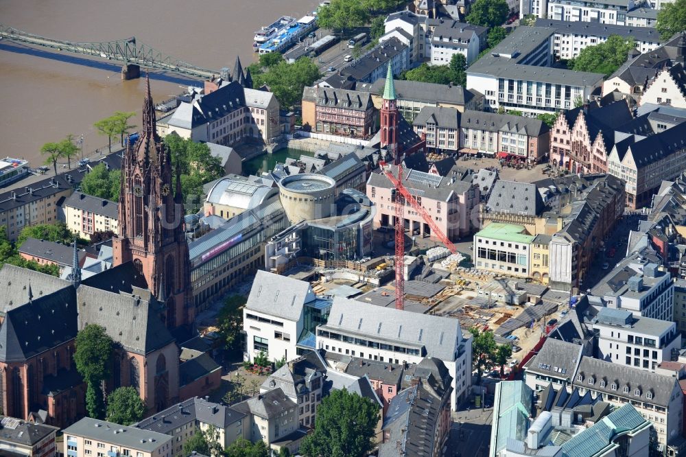 Frankfurt Main von oben - Baustelle Dom-Römer- Projekt (auch bekannt als Neue Altstadt Frankfurt) in Franfurt im Bundesland Hessen