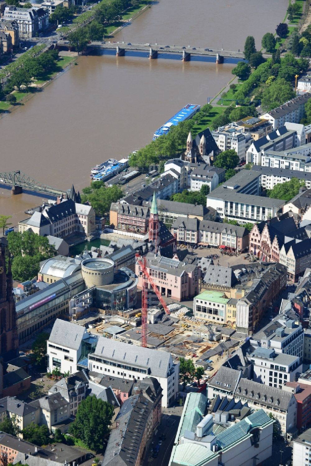 Frankfurt Main aus der Vogelperspektive: Baustelle Dom-Römer- Projekt (auch bekannt als Neue Altstadt Frankfurt) in Franfurt im Bundesland Hessen