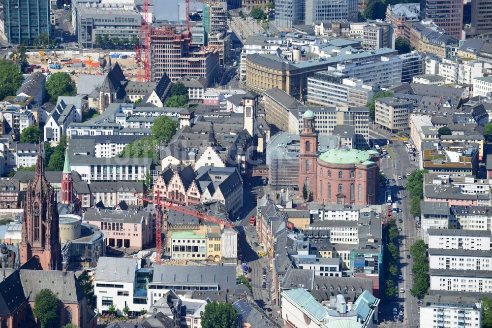 Luftbild Frankfurt Main - Baustelle Dom-Römer- Projekt (auch bekannt als Neue Altstadt Frankfurt) in Franfurt im Bundesland Hessen