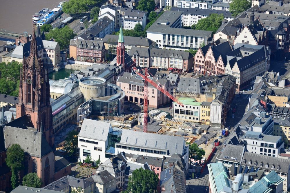 Frankfurt Main von oben - Baustelle Dom-Römer- Projekt (auch bekannt als Neue Altstadt Frankfurt) in Franfurt im Bundesland Hessen