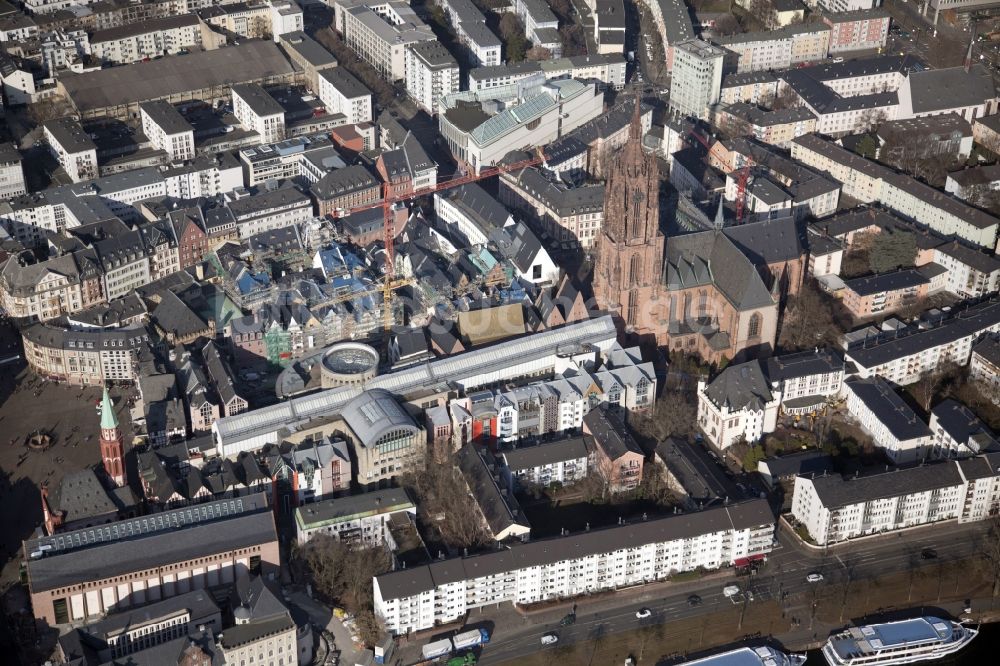 Luftbild Frankfurt am Main - Baustelle Dom-Römer- Projekt (auch bekannt als Neue Altstadt Frankfurt) in Frankfurt im Bundesland Hessen