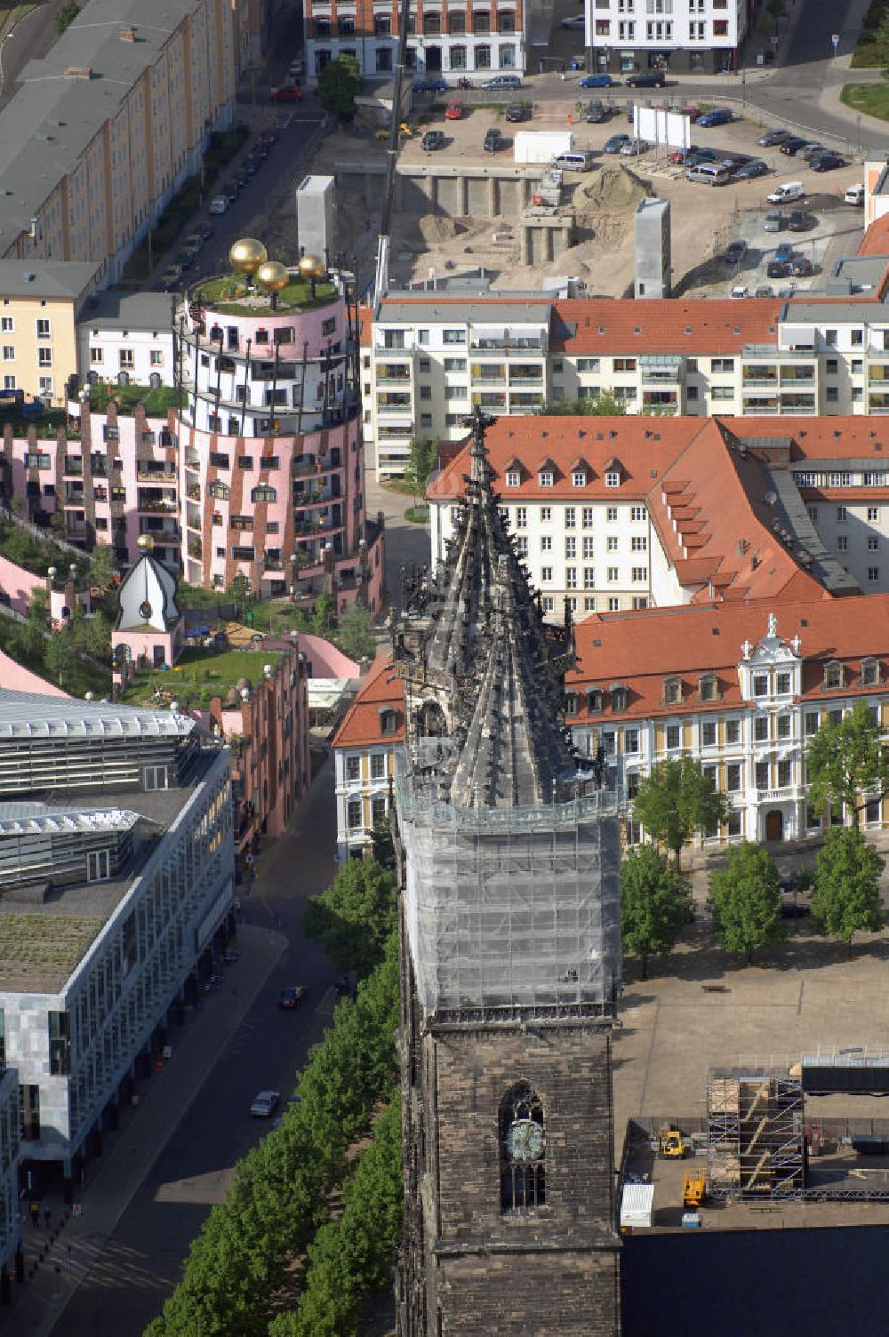 Magdeburg von oben - Baustelle Domspitze Magdeburg