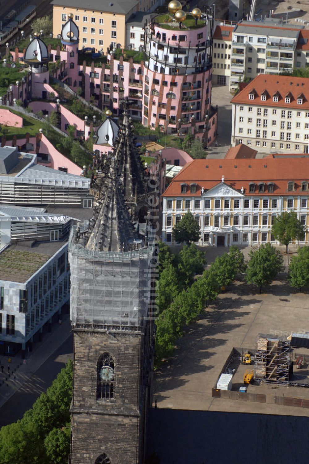 Magdeburg aus der Vogelperspektive: Baustelle Domspitze Magdeburg