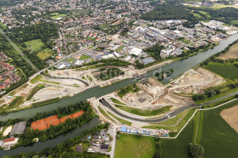 Castrop-Rauxel von oben - Baustelle für den dritten Emscherdurchlass im Henrichenburg im Bundesland Nordrhein-Westfalen