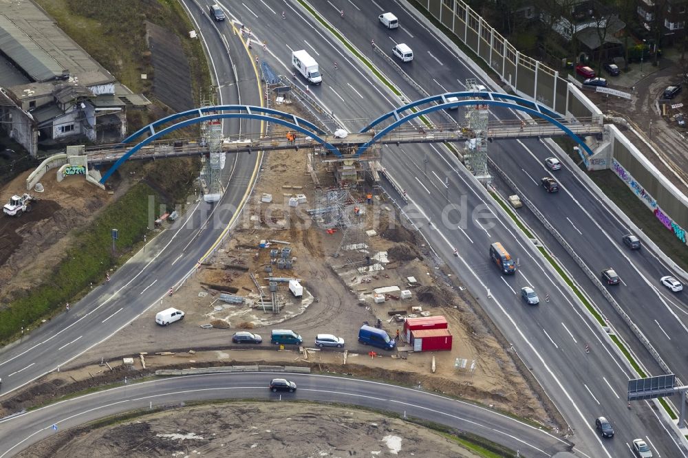 Luftbild Duisburg - Baustelle an der A59 in Duisburg im Bundesland Nordrhein-Westfalen