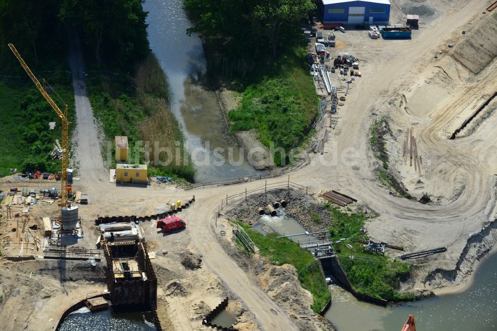 Zerben aus der Vogelperspektive: Baustelle am Durchstich Alter-Ihlekanal an der Schleuse Zerben am Elbe-Havel-Kanal im Bundesland Sachsen-Anhalt