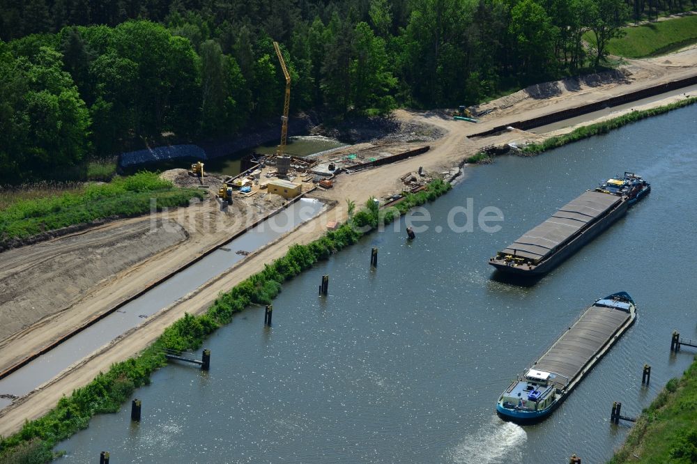 Zerben aus der Vogelperspektive: Baustelle am Durchstich Alter-Ihlekanal an der Schleuse Zerben am Elbe-Havel-Kanal im Bundesland Sachsen-Anhalt