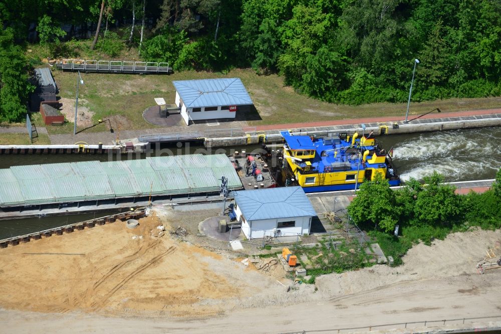 Zerben aus der Vogelperspektive: Baustelle am Durchstich Alter-Ihlekanal an der Schleuse Zerben am Elbe-Havel-Kanal im Bundesland Sachsen-Anhalt