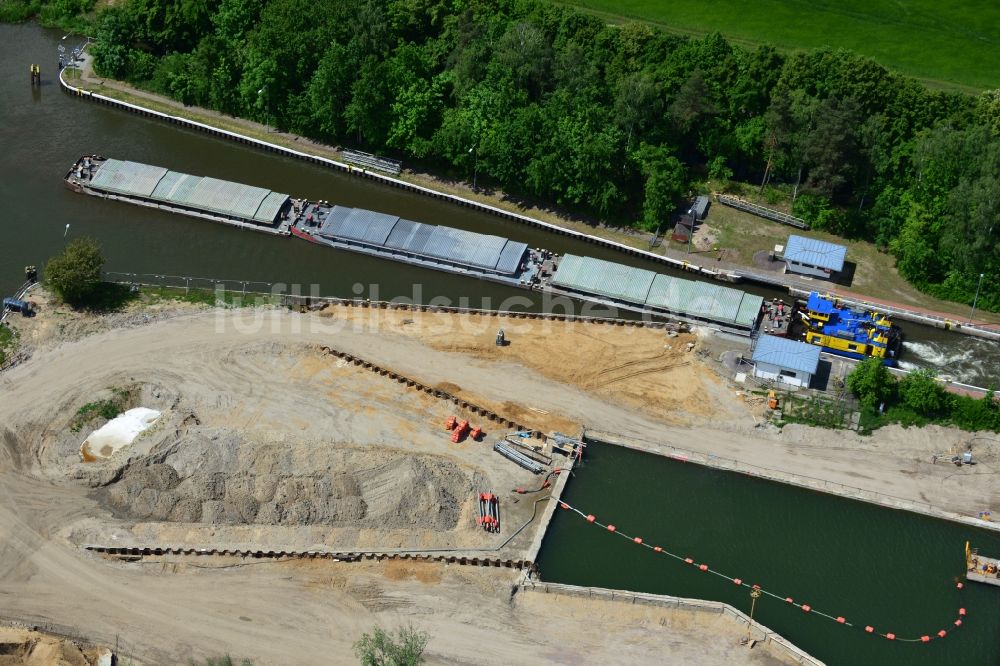 Luftbild Zerben - Baustelle am Durchstich Alter-Ihlekanal an der Schleuse Zerben am Elbe-Havel-Kanal im Bundesland Sachsen-Anhalt