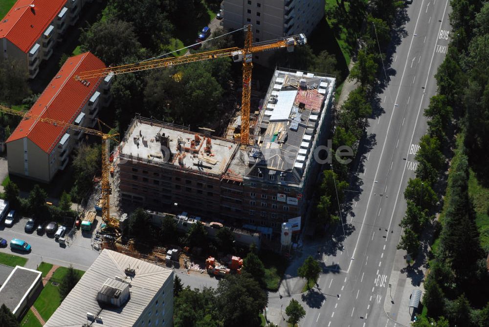 Luftaufnahme München - Baustelle Eigentumswohnanlage München Nymphenburg