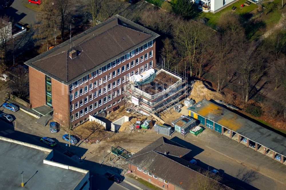 Luftbild Moers - Baustelle zu einem Anbau auf dem Gelände der Polizei- Inspektion in Moers im Bundesland Nordrhein-Westfalen