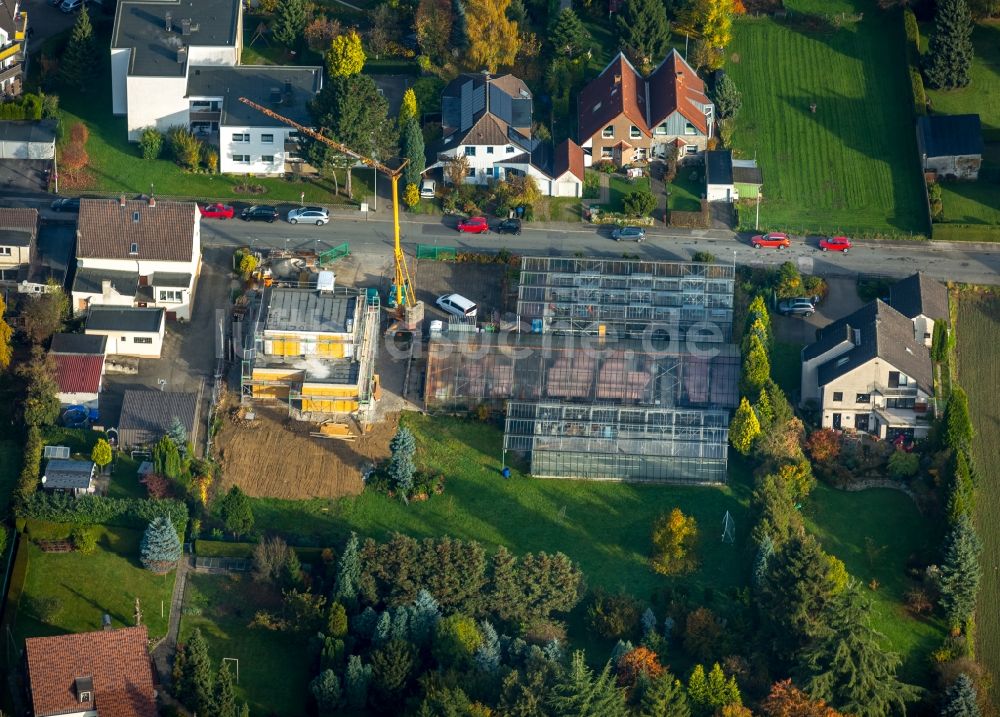 Luftbild Stockum - Baustelle zu einem Neubau bei der Gärtnerei Stockumer Bruch in Stockum im Bundesland Nordrhein-Westfalen