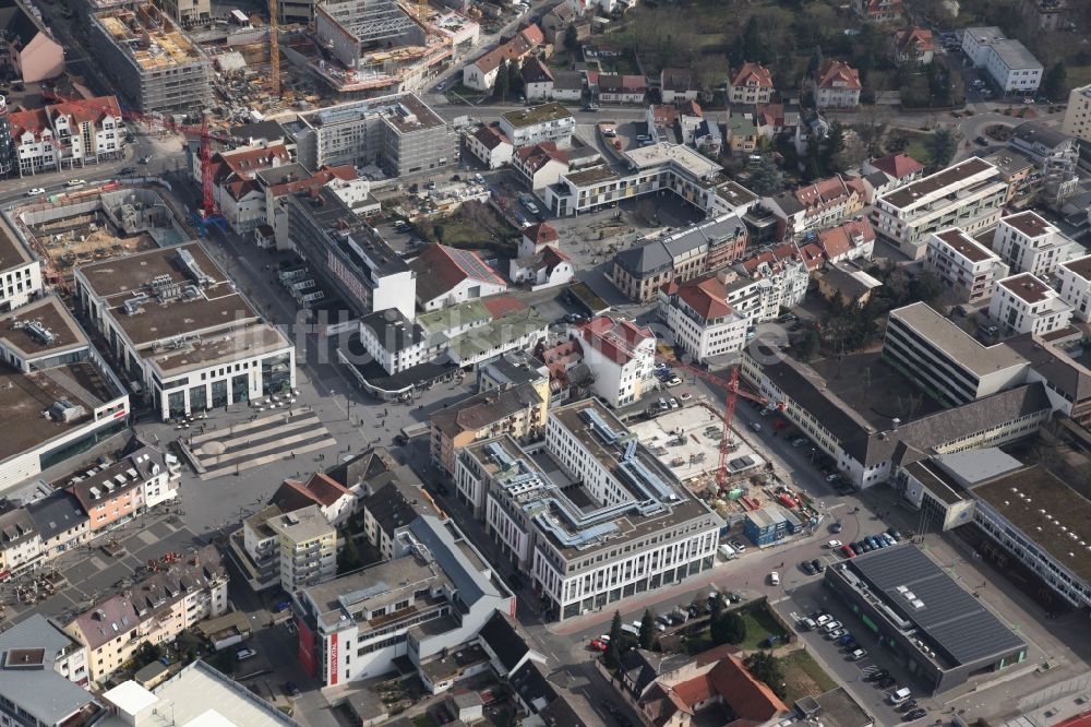 Ingelheim am Rhein aus der Vogelperspektive: Baustelle zu einem Neubau von Bürogebäuden und eines Geschäftshauses in Ingelheim am Rhein im Bundesland Rheinland-Pfalz