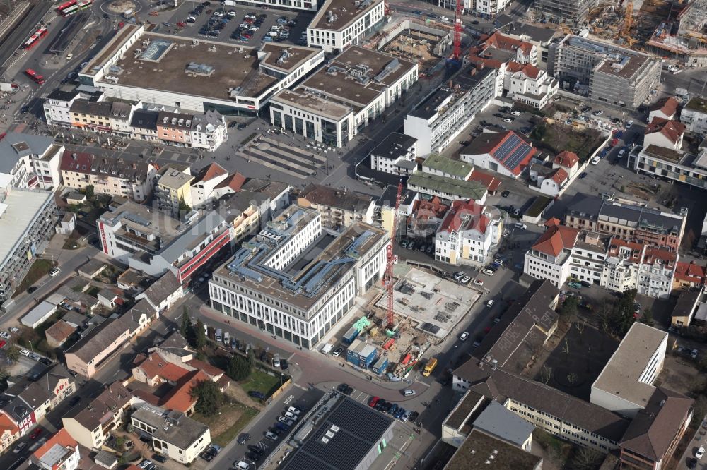 Luftbild Ingelheim am Rhein - Baustelle zu einem Neubau von Bürogebäuden und eines Geschäftshauses in Ingelheim am Rhein im Bundesland Rheinland-Pfalz