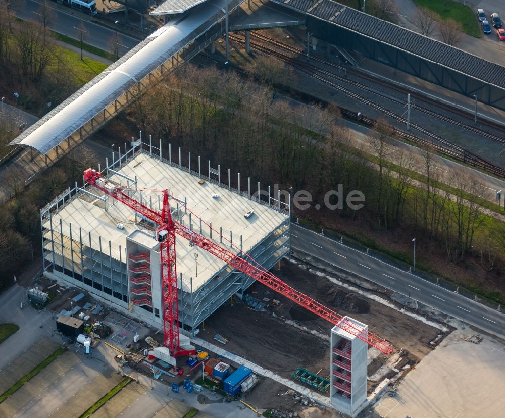 Luftaufnahme Gelsenkirchen - Baustelle zu einem neuen Parkhaus am Fussballstadion Veltins-Arena in Gelsenkirchen im Bundesland Nordrhein-Westfalen