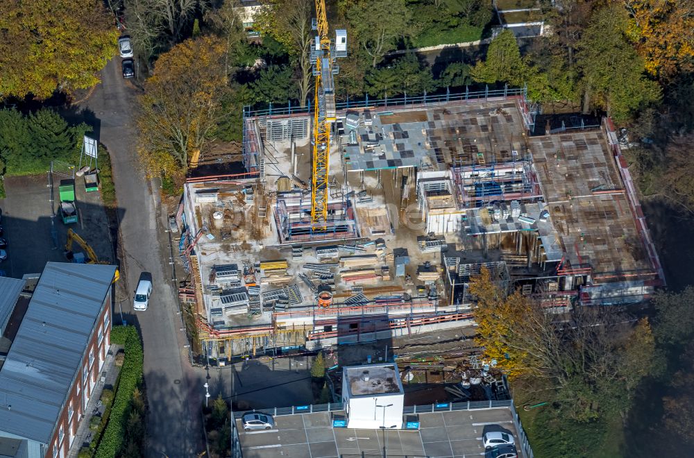 Luftbild Bochum - Baustelle für einen Erweiterungs- Neubau auf dem Klinikgelände des Krankenhauses Augusta Kliniken Bochum Hattingen in Bochum im Bundesland Nordrhein-Westfalen, Deutschland