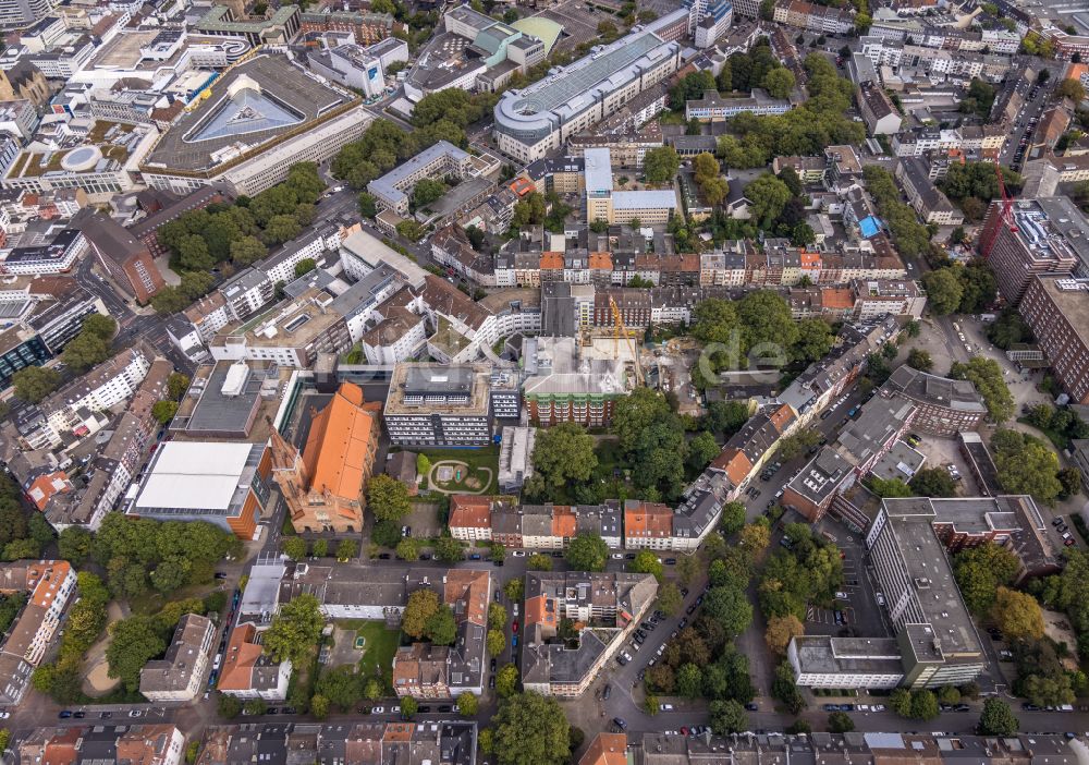 Luftbild Dortmund - Baustelle für einen Erweiterungs- Neubau auf dem Klinikgelände des Krankenhauses St.-Johannes-Hospital Dortmund in Dortmund im Bundesland Nordrhein-Westfalen, Deutschland