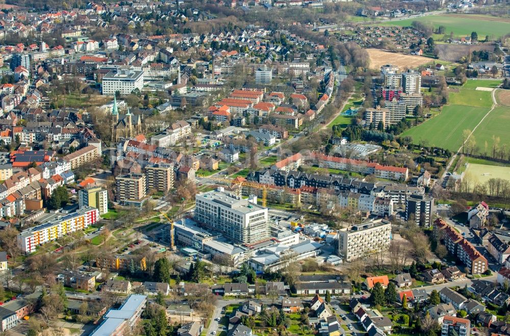 Luftbild Herne - Baustelle für einen Erweiterungs- Neubau auf dem Klinikgelände des Krankenhauses Marienhospital Herne im Bundesland Nordrhein-Westfalen