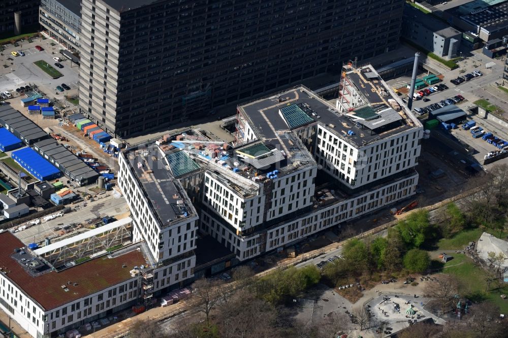 Luftbild Kopenhagen - Baustelle für einen Erweiterungs- Neubau auf dem Klinikgelände des Krankenhauses Rigshospitalet am Blegdamsvej in Kopenhagen in Dänemark