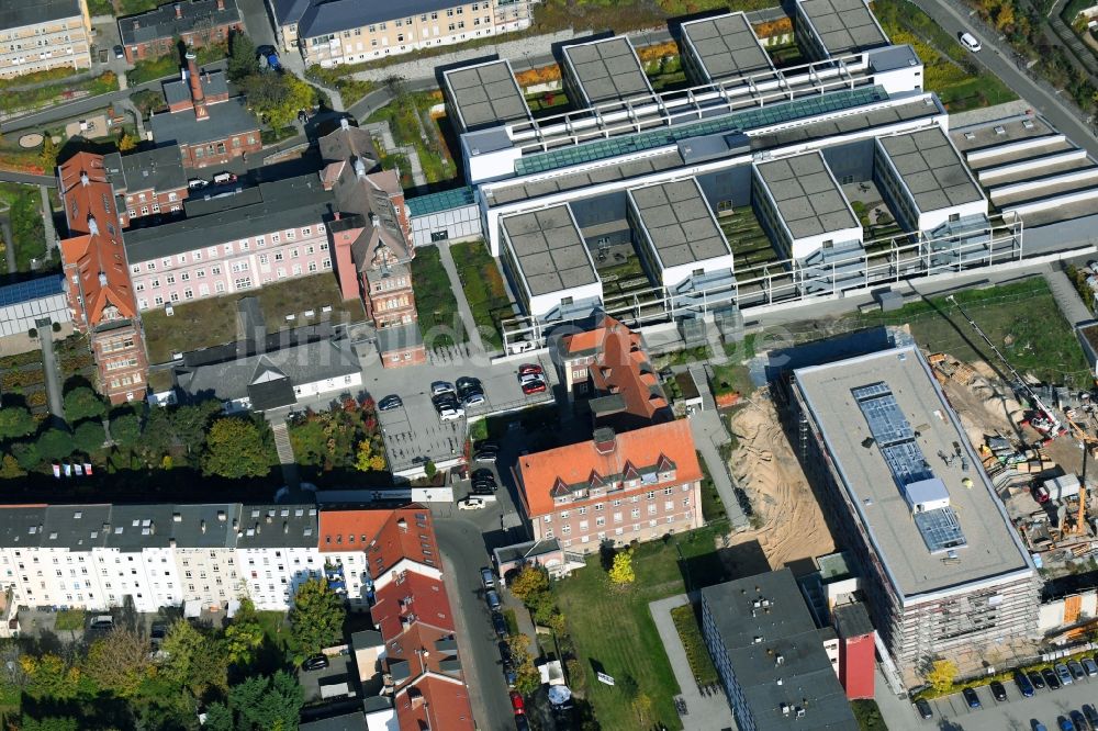 Brandenburg an der Havel von oben - Baustelle für einen Erweiterungs- Neubau auf dem Klinikgelände des Krankenhauses Städtisches Klinikum Brandenburg GmbH an der Hochstraße in Brandenburg an der Havel im Bundesland Brandenburg, Deutschland