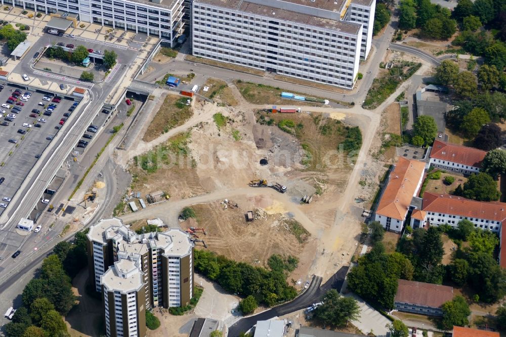 Luftaufnahme Göttingen - Baustelle für einen Erweiterungs- Neubau auf dem Klinikgelände des Krankenhauses Universitätsmedizin Göttingen in Göttingen im Bundesland Niedersachsen, Deutschland