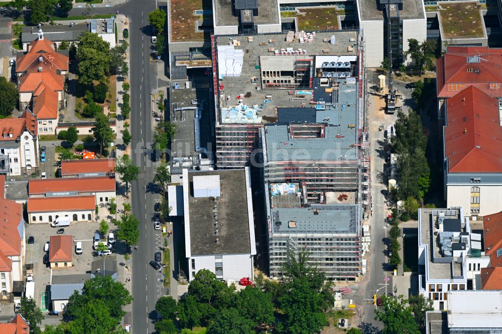 Luftbild Dresden - Baustelle für einen Erweiterungs- Neubau auf dem Klinikgelände des Krankenhauses ZSG - Zentrum für Seelische Gesundheit in Dresden im Bundesland Sachsen, Deutschland