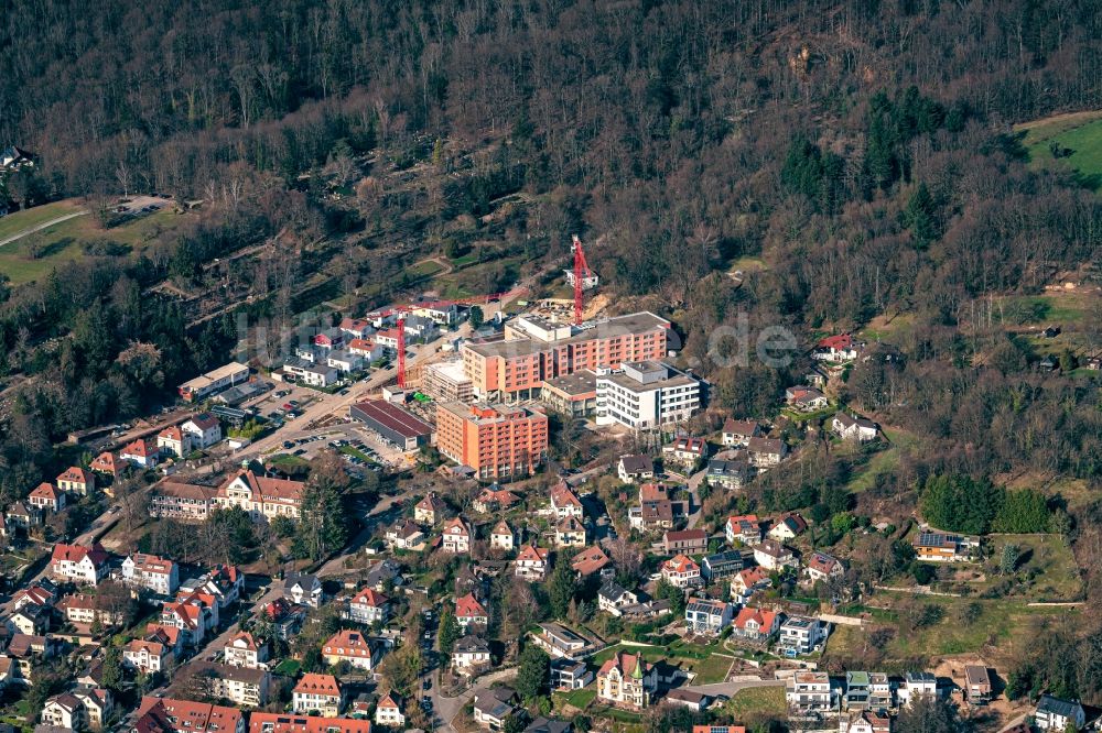 Luftbild Emmendingen - Baustelle für einen Erweiterungs- Neubau auf dem Klinikgelände des Kreiskrankenhaus in Emmendingen im Bundesland Baden-Württemberg, Deutschland