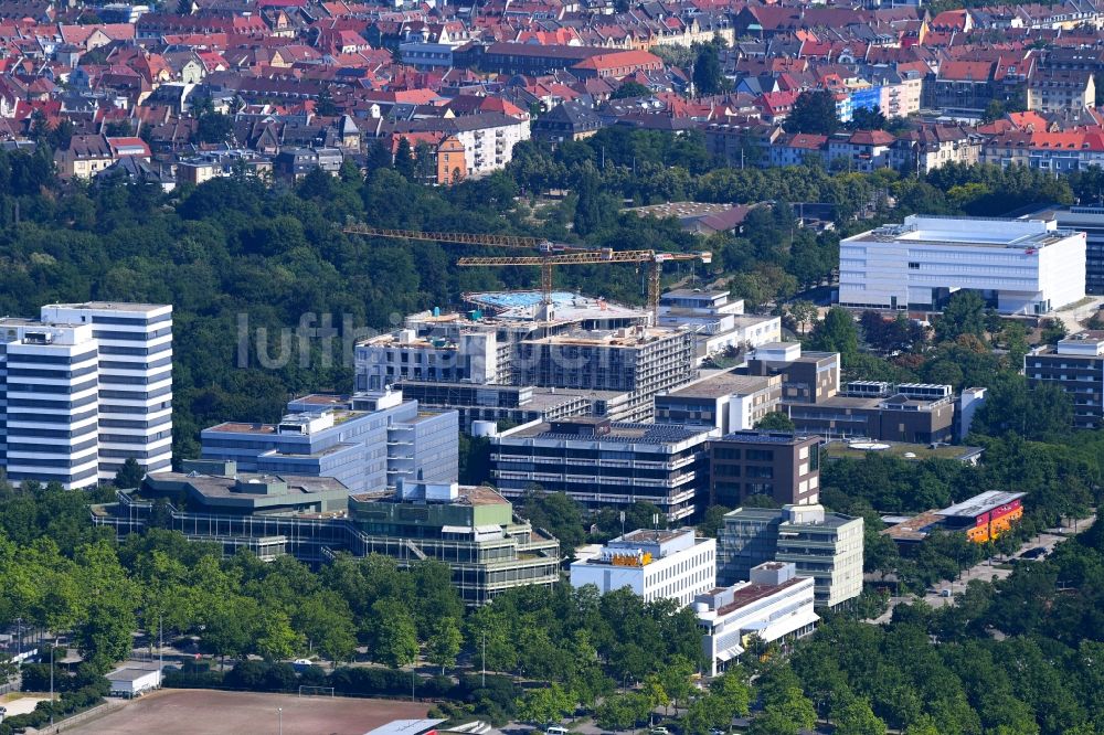 Luftbild Karlsruhe - Baustelle für einen Neubau auf dem Klinikgelände des Krankenhauses St. Vincentius-Klinken Karlsruhe in Karlsruhe im Bundesland Baden-Württemberg, Deutschland