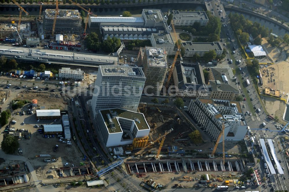 Luftaufnahme Berlin - Baustelle für einen Tunnel der S-Bahn S21 im Bereich der Europacity nördlich der Invalidenstraße in Berlin