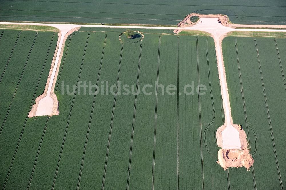 Thelkow von oben - Baustelle für einen Windpark in Thelkow in Mecklenburg-Vorpommern