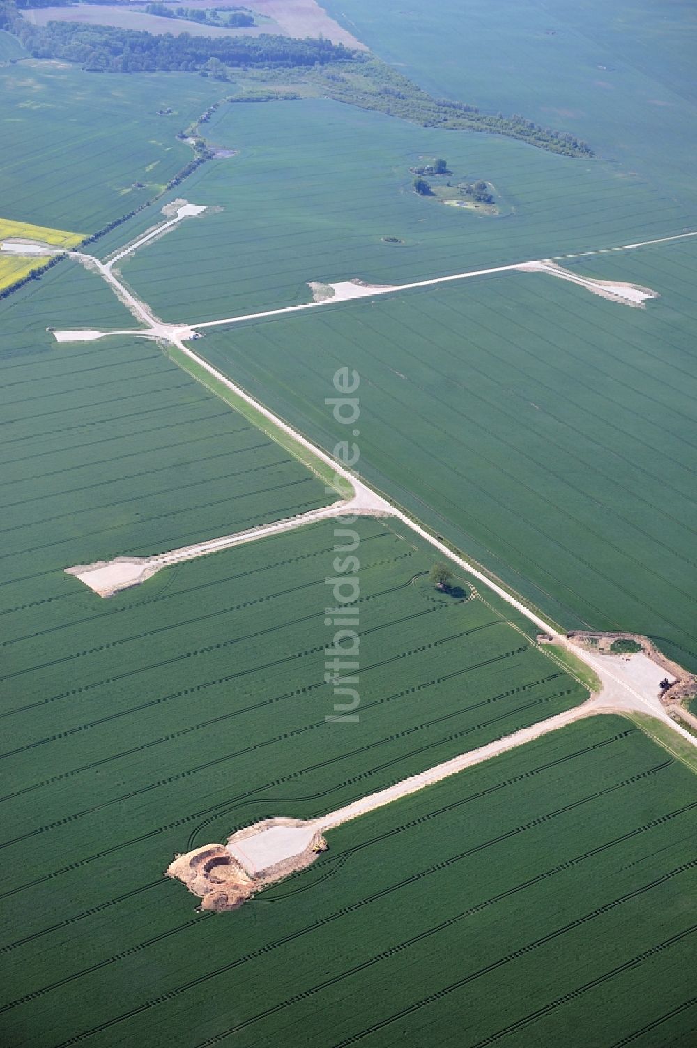 Luftbild Thelkow - Baustelle für einen Windpark in Thelkow in Mecklenburg-Vorpommern