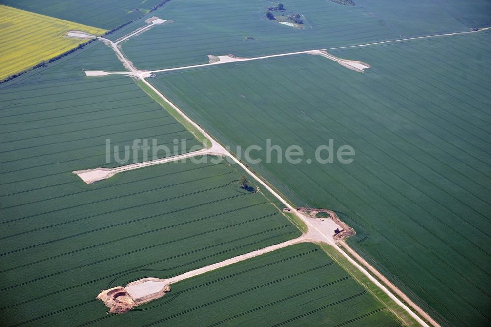 Luftaufnahme Thelkow - Baustelle für einen Windpark in Thelkow in Mecklenburg-Vorpommern