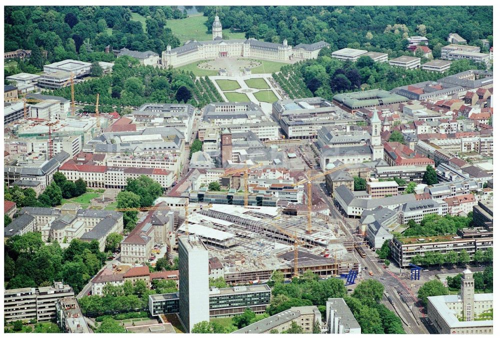 Luftbild Karlsruhe - Baustelle Einkaufs- Zentrum Ettlinger Tor Karlsruhe in Karlsruhe im Bundesland Baden-Württemberg, Deutschland