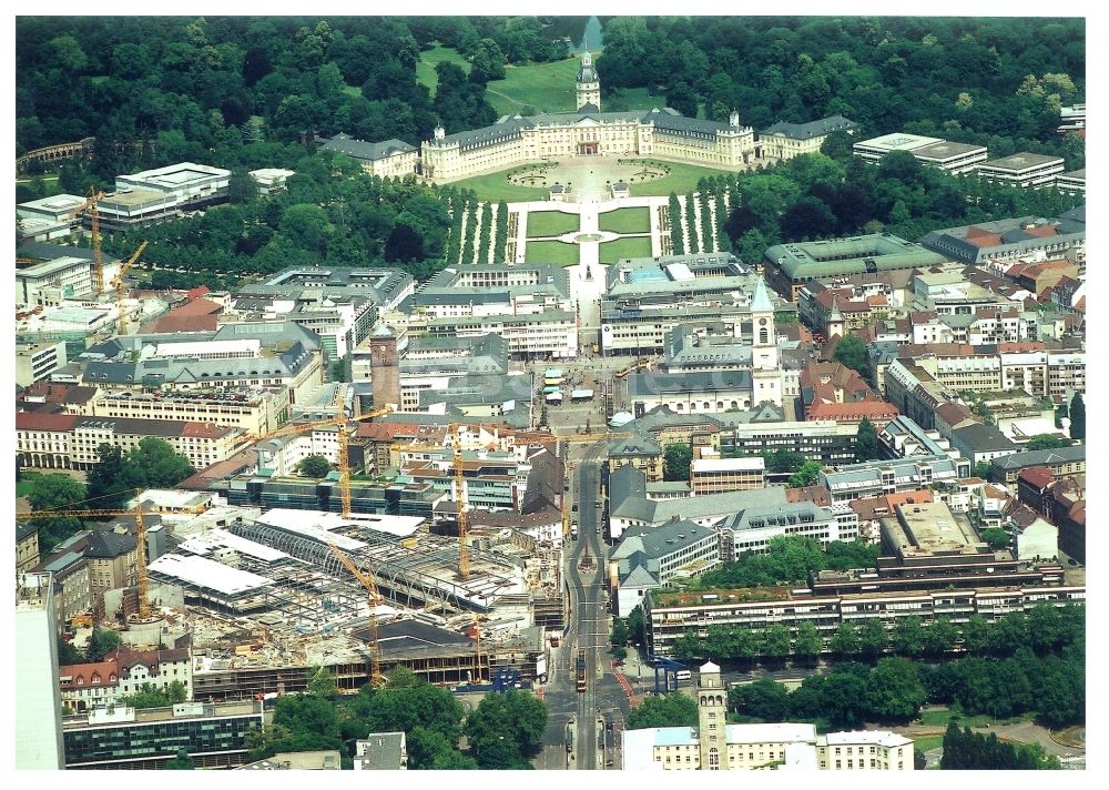 Luftbild Karlsruhe - Baustelle Einkaufs- Zentrum Ettlinger Tor Karlsruhe in Karlsruhe im Bundesland Baden-Württemberg, Deutschland