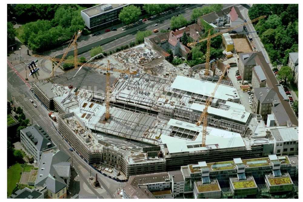 Karlsruhe von oben - Baustelle Einkaufs- Zentrum Ettlinger Tor Karlsruhe in Karlsruhe im Bundesland Baden-Württemberg, Deutschland