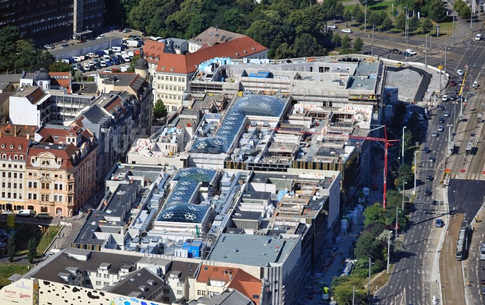 Leipzig aus der Vogelperspektive: Baustelle des Einkaufszentrums Höfe am Brühl in Leipzig im Bundesland Sachsen