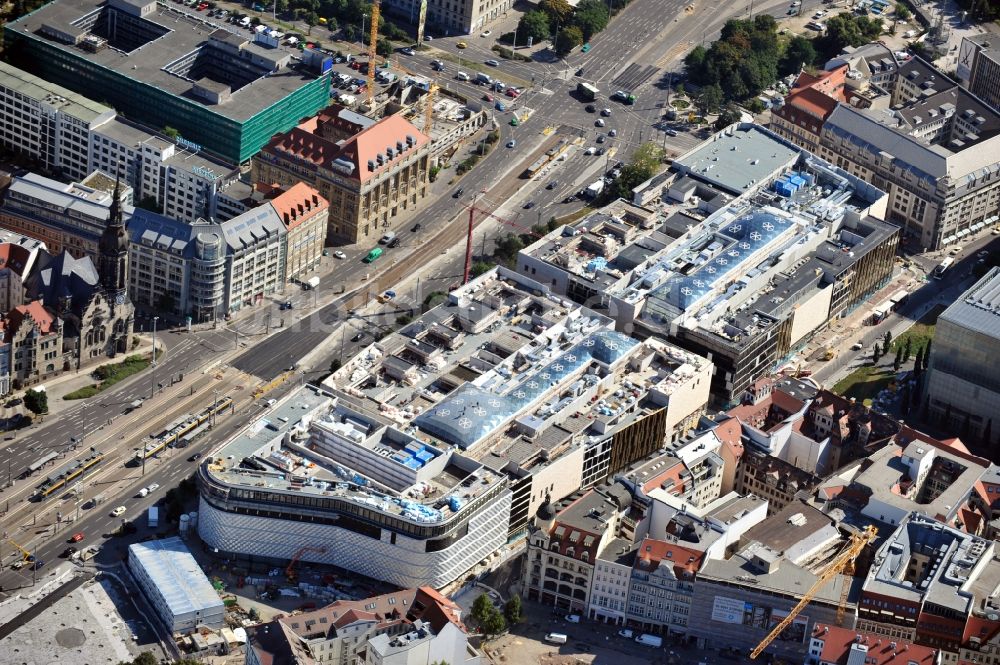 Luftaufnahme Leipzig - Baustelle des Einkaufszentrums Höfe am Brühl in Leipzig im Bundesland Sachsen