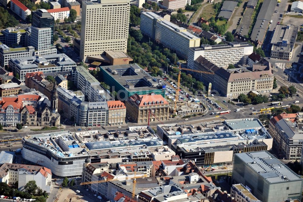 Leipzig aus der Vogelperspektive: Baustelle des Einkaufszentrums Höfe am Brühl in Leipzig im Bundesland Sachsen