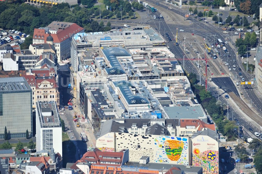 Leipzig aus der Vogelperspektive: Baustelle des Einkaufszentrums Höfe am Brühl in Leipzig im Bundesland Sachsen