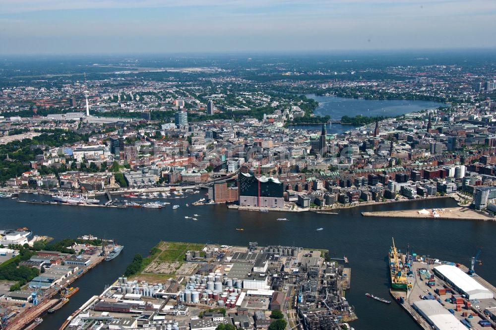 Luftbild Hamburg - Baustelle der Elbphilharmonie in Hamburg