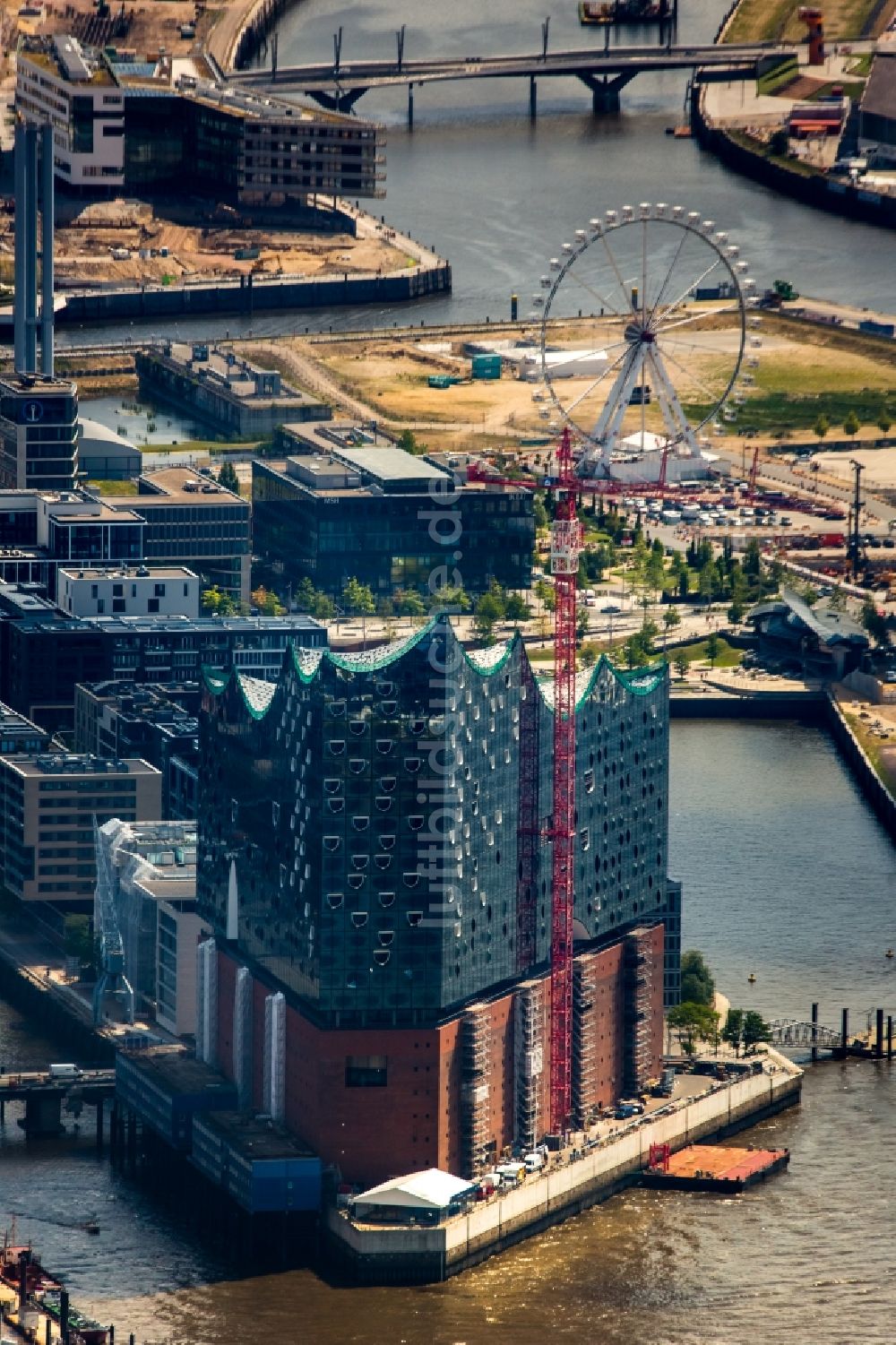 Luftbild Hamburg - Baustelle der Elbphilharmonie in Hamburg