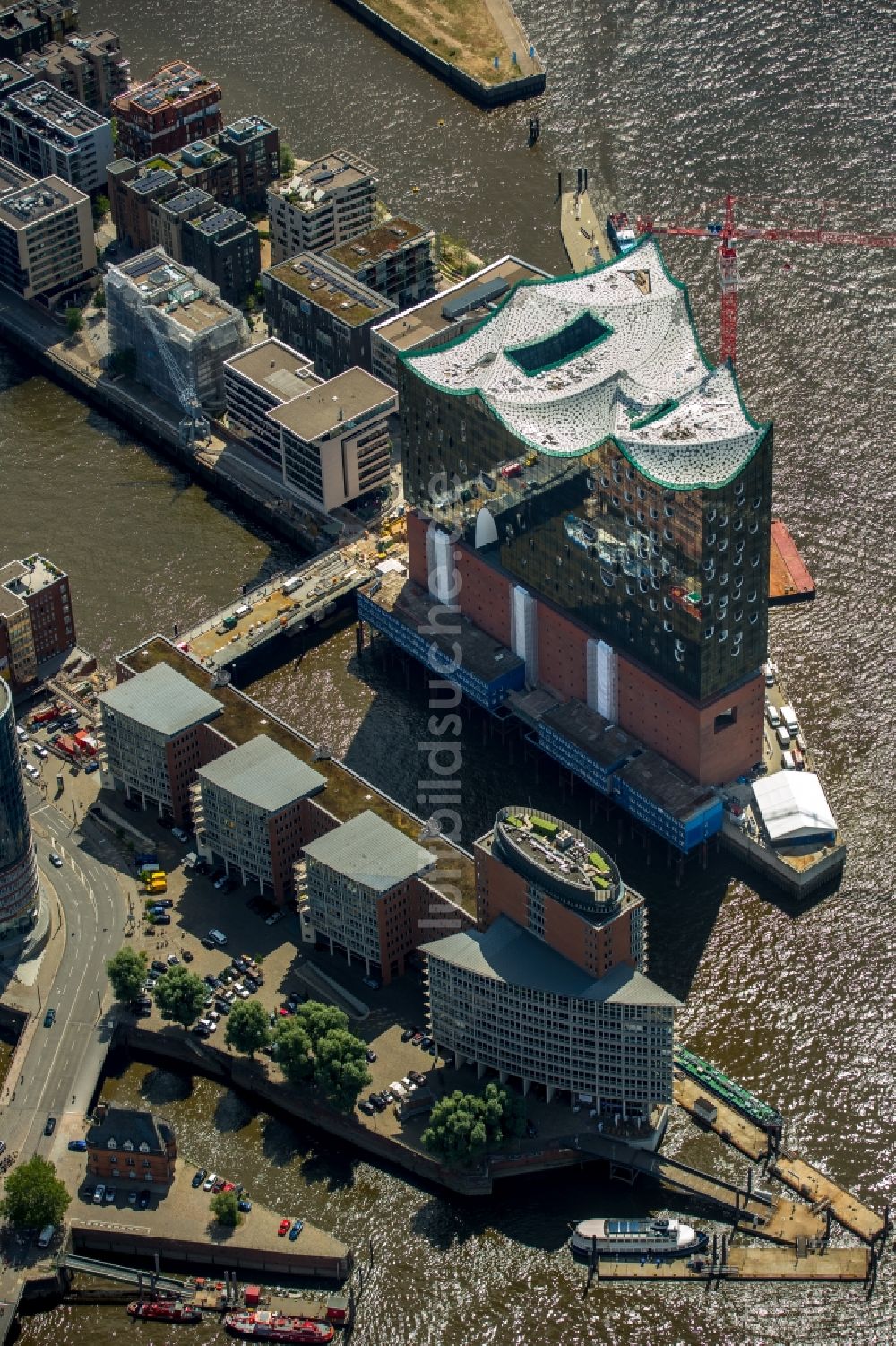 Hamburg von oben - Baustelle der Elbphilharmonie in Hamburg