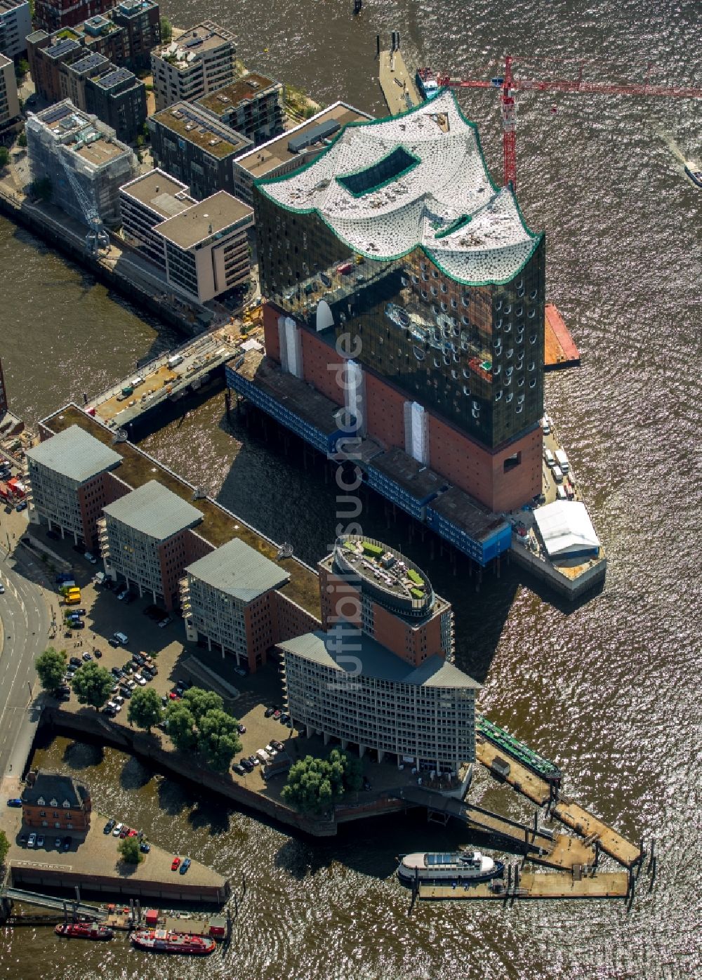 Hamburg aus der Vogelperspektive: Baustelle der Elbphilharmonie in Hamburg