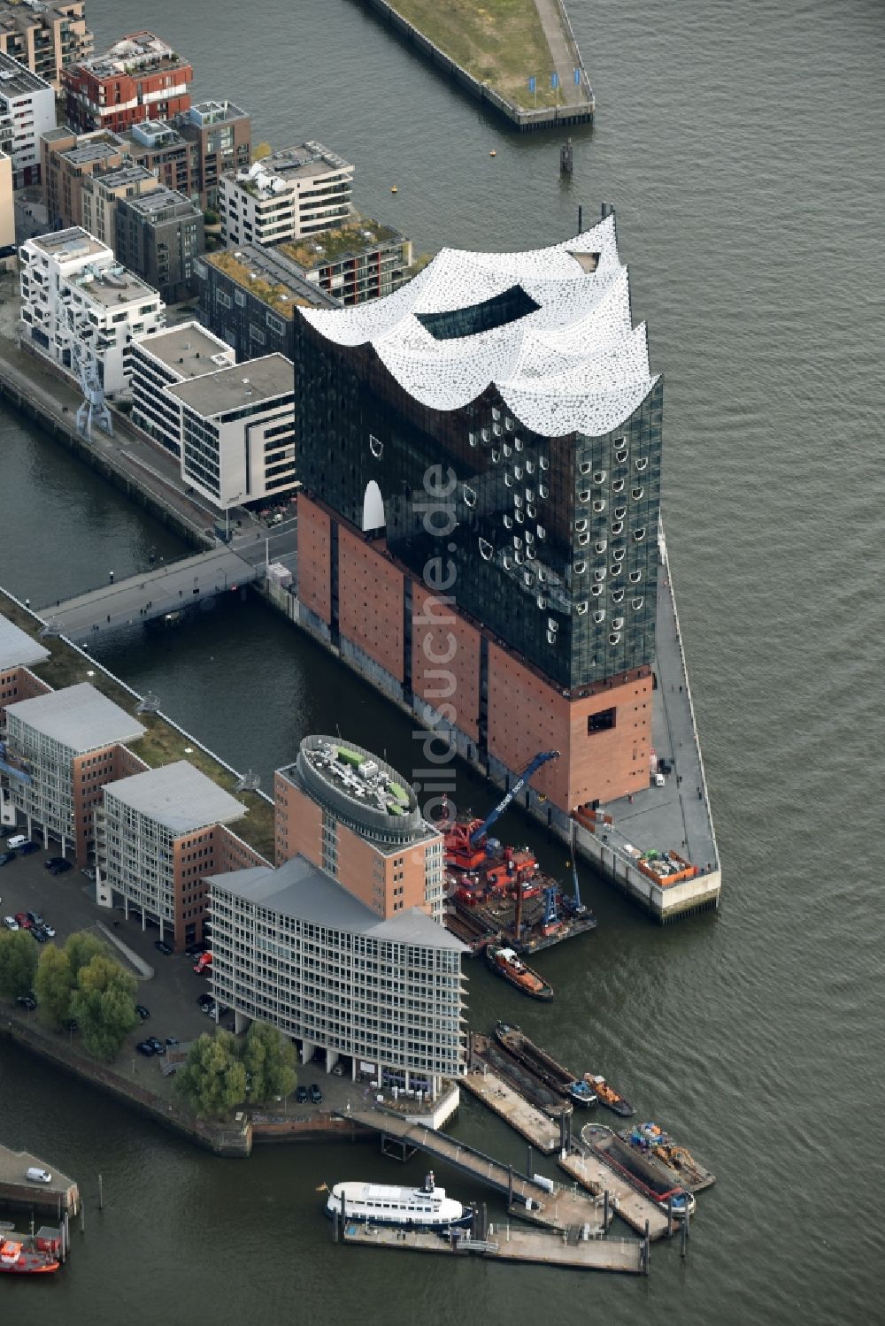 Luftaufnahme Hamburg - Baustelle der Elbphilharmonie in Hamburg