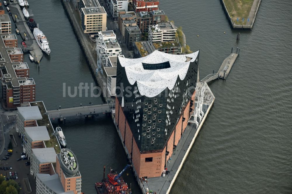 Luftbild Hamburg - Baustelle der Elbphilharmonie in Hamburg