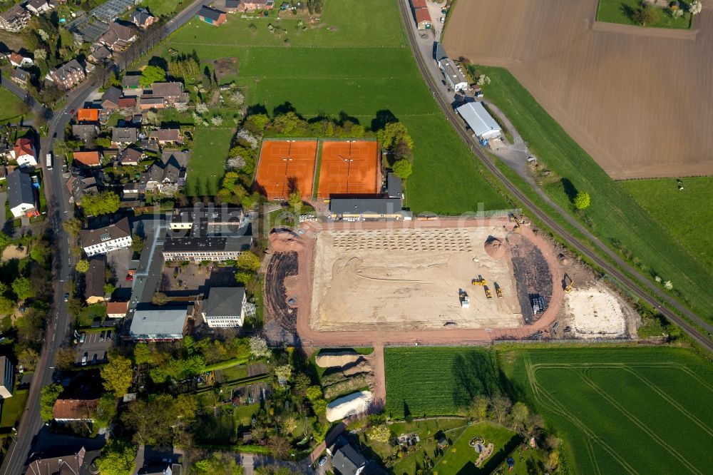 Luftbild Hamm - Baustelle am Ensemble der Sportplatzanlagen an der Realschule Mark in Hamm im Bundesland Nordrhein-Westfalen