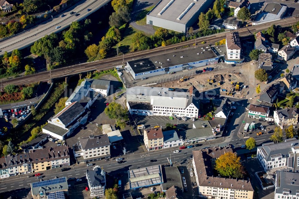 Siegen aus der Vogelperspektive: Baustelle des Entsorgungsbetriebes (ESi) der Stadt Siegen im Bundesland Nordrhein-Westfalen