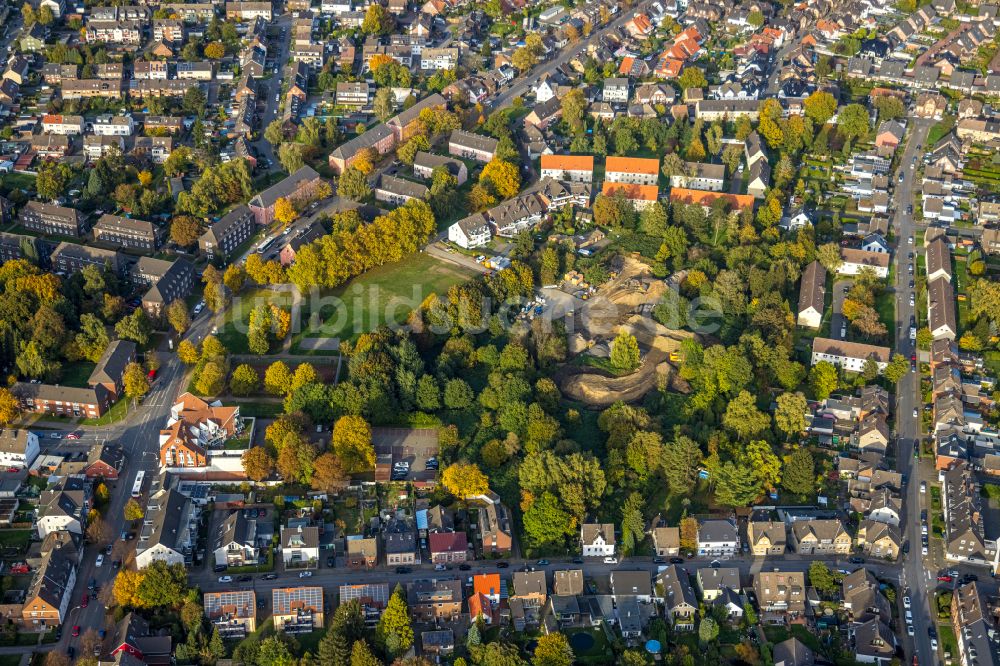 Bottrop von oben - Baustelle mit Erschließungs - und Aufschüttungs- Arbeiten in Bottrop im Bundesland Nordrhein-Westfalen, Deutschland