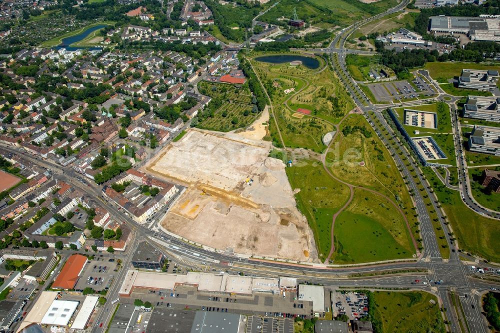 Essen von oben - Baustelle mit Erschließungs - und Aufschüttungs- Arbeiten Dickmannstraße Ecke Altendorfer Straße in Essen im Bundesland Nordrhein-Westfalen